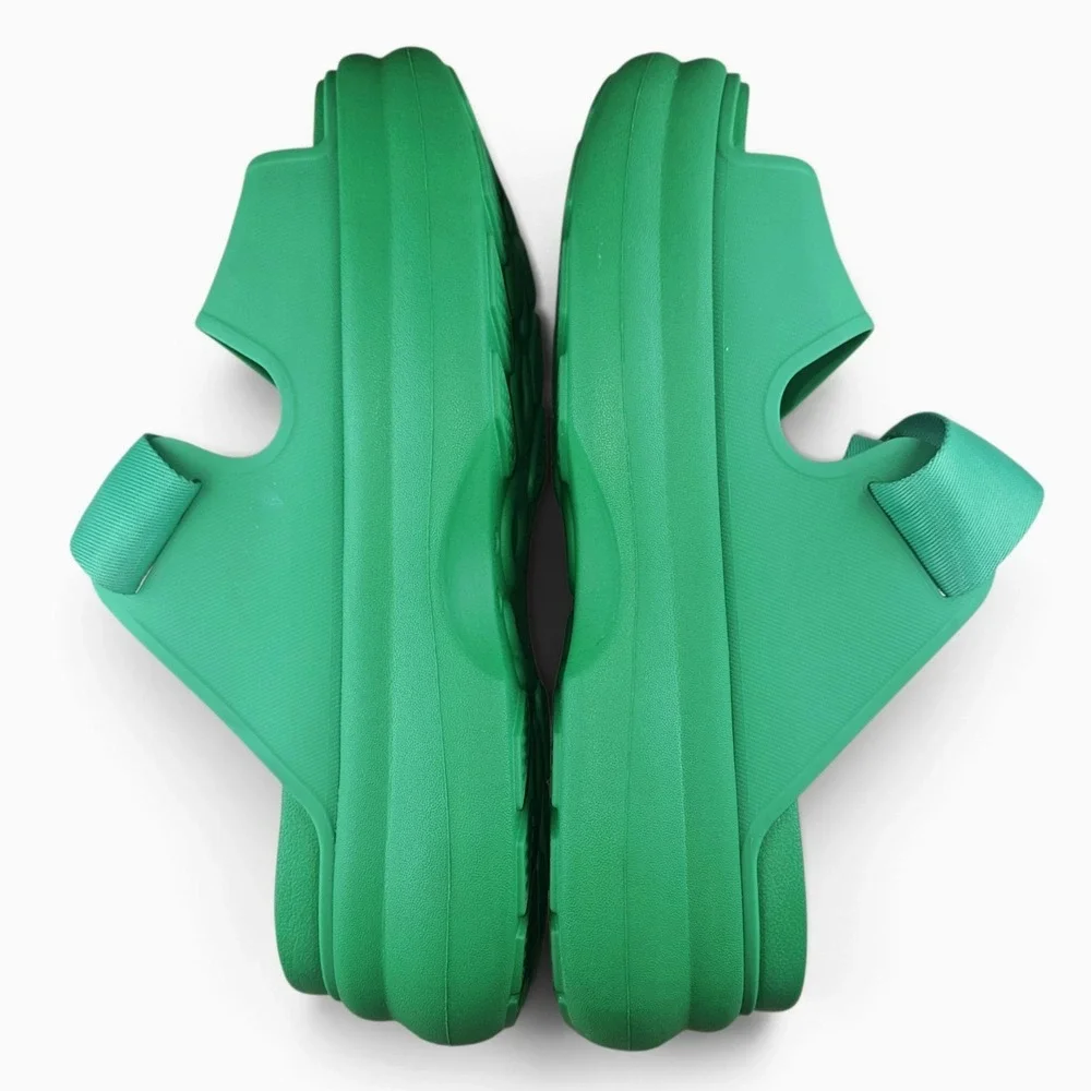 Crocs Platform Slide Sandals Size 11 Women Green Soho Adjustable Two Strap Beach